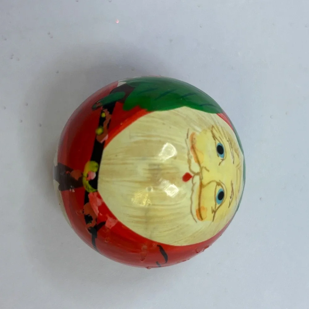 Vintage Santa Claus Wooden Nesting Spheres With 3 Christmas Matryoshka Dolls